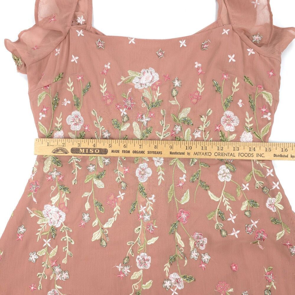 ASOS Cami Embellished Maxi Dress Bridesmaid Gown Embroidered Rose Ethereal Fairy - Picture 4 of 13